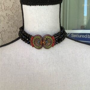 Heidi Daus Swarovski crystal black bead necklace